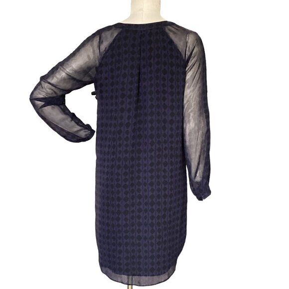 CAbi XS #3102 Harlequin Sheer Tunic Shift Dress Purple & Black Geometric 189B - Picture 6 of 9